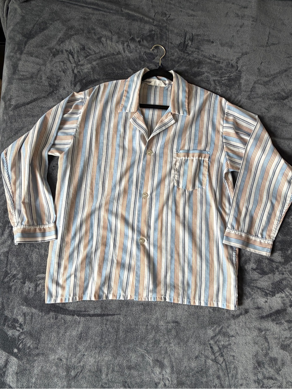 ✨ Striped Button-Down Shirt in Blue, Brown & Cream